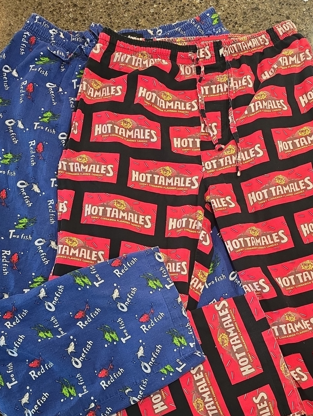 Mens S, Hot Tamales, Dr. Seuss Red Fish Blue Fish Vtg Pajama Pants
